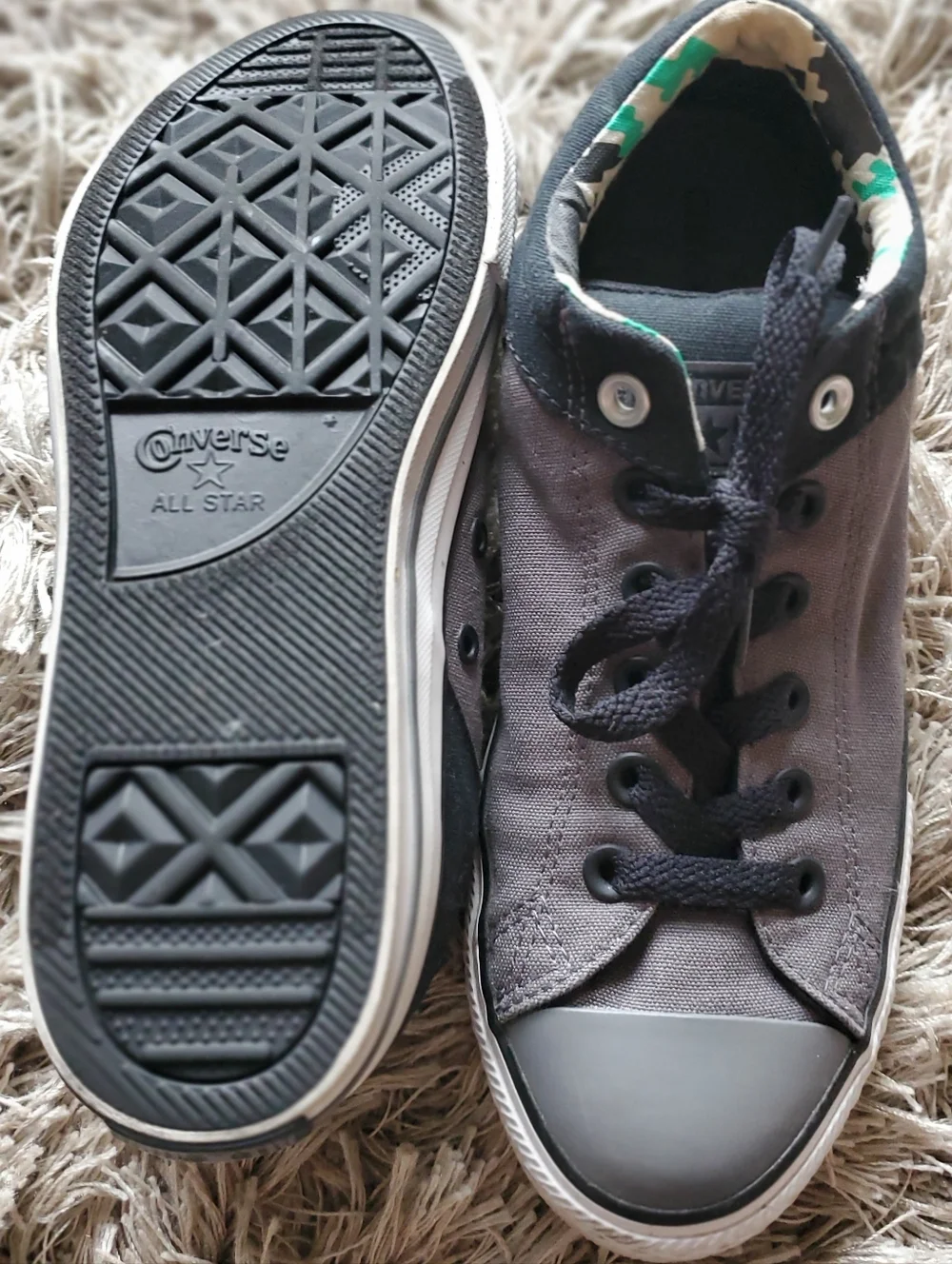 CONVERSE Gray/Black Big Kids 5.5 / Womens 7.5m